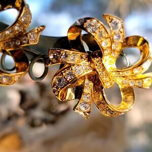 Kenneth Jay Lane for Avon Gold Bow Clip-On Earrings